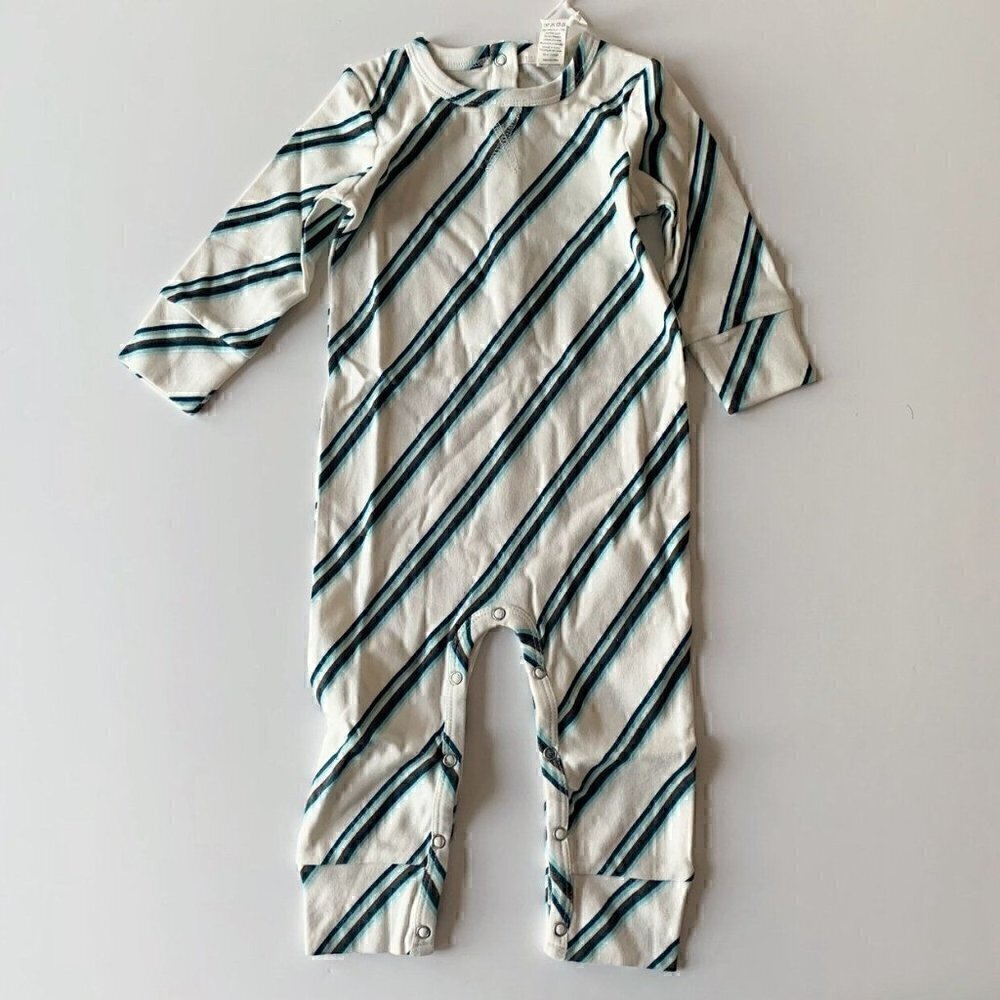 Kate Quinn Organics 70s Blue Stripe Baby Jumpsuit 18-24 Months or 12-18 months